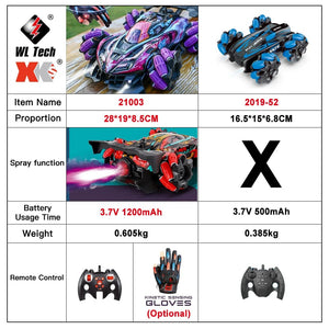 Planet Gates WLtoys F1 RC Drift Car With Music Led Lights 2.4G Glove Gesture Radio Remote Control Spray Stunt Cars 4WD Electric Children Toys