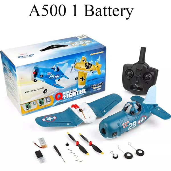 Planet Gates WLtoys F4U A500 4Ch 6G/3D Stunt Plane Six Axis Stability Remote Control Airplane Electric RC Aircraft Drone Outdoor Toys