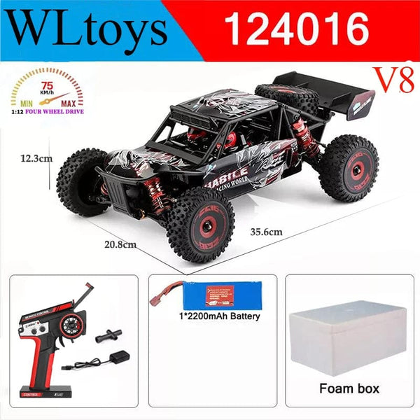 Planet Gates Wltoys New 124017-V8 1/12 2.4G Racing RC Cars 4WD Brushless Motor 75Km/H High Speed Remote Control Off-road Drift Toys For Aduit