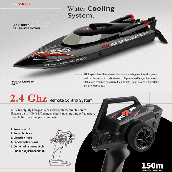 Planet Gates WLtoys WL916 WL915-A RC Boat 2.4Ghz 55KM/H Brushless High Speed Racing Ship 2200mAh Remote Control Speedboat Toys For Adults