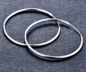 Planet Gates Women 100% 925 sterling silver Hoop Earring Round Circle Loop Gifts Box Packing Simple Silver Hoop Earrings Piercing