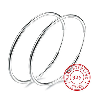 Planet Gates Women 100% 925 sterling silver Hoop Earring Round Circle Loop Gifts Box Packing Simple Silver Hoop Earrings Piercing