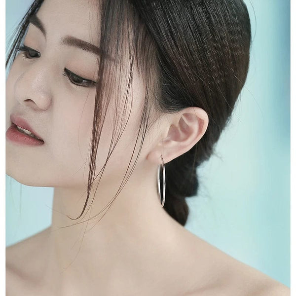 Planet Gates Women 100% 925 sterling silver Hoop Earring Round Circle Loop Gifts Box Packing Simple Silver Hoop Earrings Piercing