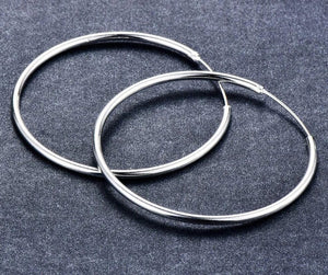 Planet Gates Women 100% 925 sterling silver Hoop Earring Round Circle Loop Gifts Box Packing Simple Silver Hoop Earrings Piercing