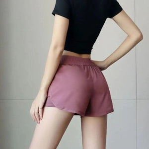 Planet Gates Women Elastic High Waist Short Pants Fake Two Pieces Yoga Leggings Running Training Shorts Casual Quick Dry Fitness Shorts