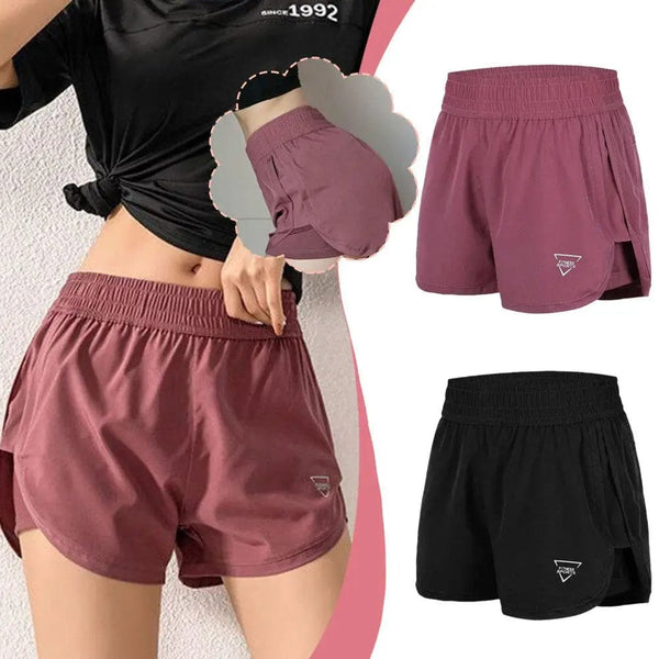 Planet Gates Women Elastic High Waist Short Pants Fake Two Pieces Yoga Leggings Running Training Shorts Casual Quick Dry Fitness Shorts