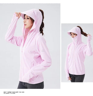 Planet Gates women pink / Asian size M TRVLWEGO Long Sleeve Hoody Summer Women Sun UV Protection Quick Dry Clothing Men Hooded Jacket Thin Beach Sweatshirt