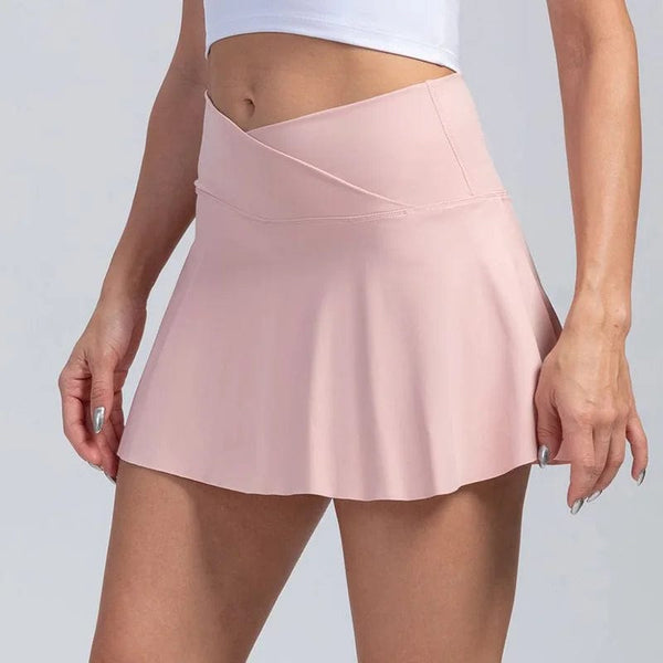 Planet Gates Women Pleated Tennis Skirt With Pockets Shorts Athletic Skirts Crossover Breathable Athletic Golf Skorts Workout Sports Skirts
