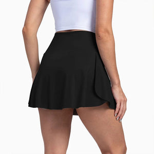 Planet Gates Women Pleated Tennis Skirt with Pockets Shorts Athletic Skirts Crossover High Waisted Athletic Golf Skorts Workout Sports Skirts