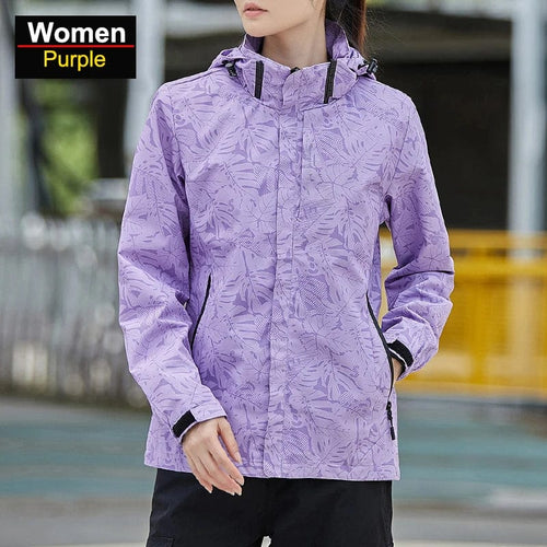Planet Gates Women-Purple1 / M(EU XS) CHRLCK Women's Waterproof Hiking Jacket Reflective Windproof Running Jacket Women Camping Fishing Hunting Trekking Coats