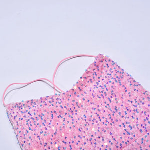 Planet Gates Women'S Backless Sexy Halter Dress Solid Sequin Wedding Bridesmaid Dress Evening Gown With High Slit Suspender Long Dresses