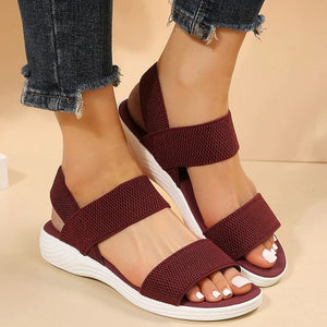 Planet Gates Women's Knit Elastic Cloth Wedge Sandals Slip On Lightweight Walking Sandals Women Plus Size Comfortable Summer Shoes Woman 2023
