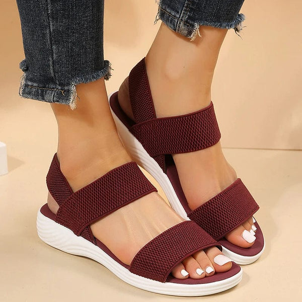 Planet Gates Women's Knit Elastic Cloth Wedge Sandals Slip On Lightweight Walking Sandals Women Plus Size Comfortable Summer Shoes Woman 2023