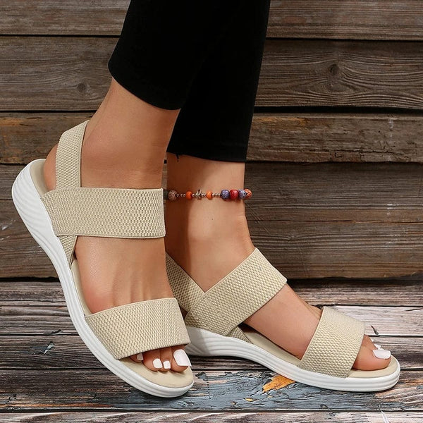 Planet Gates Women's Knit Elastic Cloth Wedge Sandals Slip On Lightweight Walking Sandals Women Plus Size Comfortable Summer Shoes Woman 2023