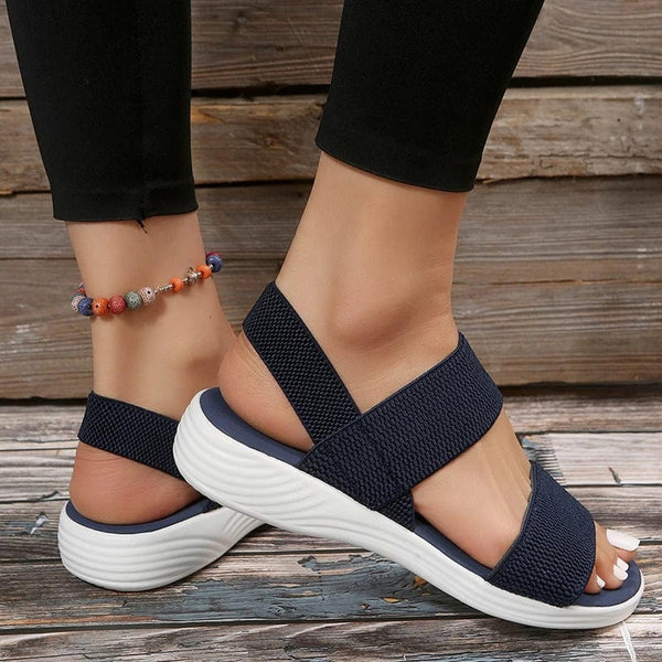 Planet Gates Women's Knit Elastic Cloth Wedge Sandals Slip On Lightweight Walking Sandals Women Plus Size Comfortable Summer Shoes Woman 2023