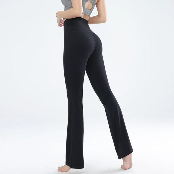 Planet Gates Women's leggings slim yoga pants women's high waisted wide leg pants sports bell bottoms breathable quick dry bottom