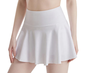 Planet Gates Women's Tennis Culottes High Waist Pocket Fitness Skirt Training Athletic Running Yoga Sports Shorts Lining Girl Anti-emptied