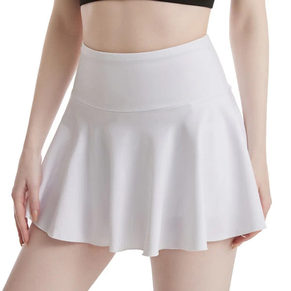 Planet Gates Women's Tennis Culottes High Waist Pocket Fitness Skirt Training Athletic Running Yoga Sports Shorts Lining Girl Anti-emptied