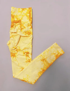 Planet Gates Women Tiedye Gym Leggings Seamless Yoga Pants Scrunch Sports Fitness Tights High Waist Workout Training Leggins Drop Shipping