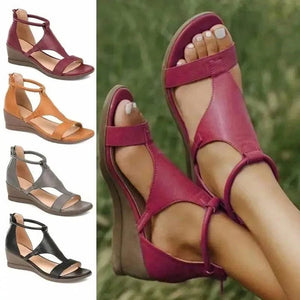 Planet Gates Womens Shoes Comfort Summer 2024 Plus Size 43 Ladies Sandals Heel Zipper Retro Wedge Sandals Woman Soft Bottom Beach Mujer