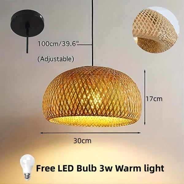 Planet Gates Wood Color 1pc Bamboo Woven Lantern Lampshade Ceiling Light, Vietnamese Style Pendant Light, Decorative Chandelier Ceiling Lamp, For Restaurant, Corridor, Living Room, Coffee
