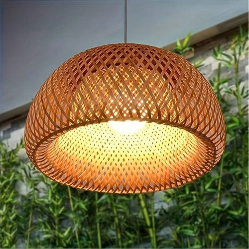 Planet Gates Wood Color 1pc Bamboo Woven Lantern Lampshade Ceiling Light, Vietnamese Style Pendant Light, Decorative Chandelier Ceiling Lamp, For Restaurant, Corridor, Living Room, Coffee