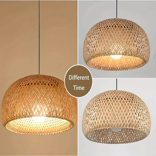 Planet Gates Wood Color 1pc Bamboo Woven Lantern Lampshade Ceiling Light, Vietnamese Style Pendant Light, Decorative Chandelier Ceiling Lamp, For Restaurant, Corridor, Living Room, Coffee