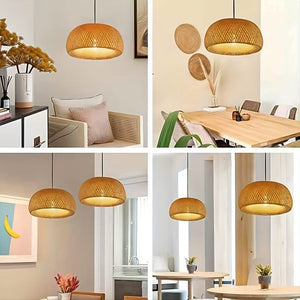 Planet Gates Wood Color 1pc Bamboo Woven Lantern Lampshade Ceiling Light, Vietnamese Style Pendant Light, Decorative Chandelier Ceiling Lamp, For Restaurant, Corridor, Living Room, Coffee