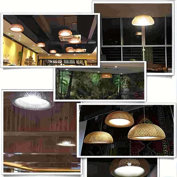 Planet Gates Wood Color 1pc Bamboo Woven Lantern Lampshade Ceiling Light, Vietnamese Style Pendant Light, Decorative Chandelier Ceiling Lamp, For Restaurant, Corridor, Living Room, Coffee