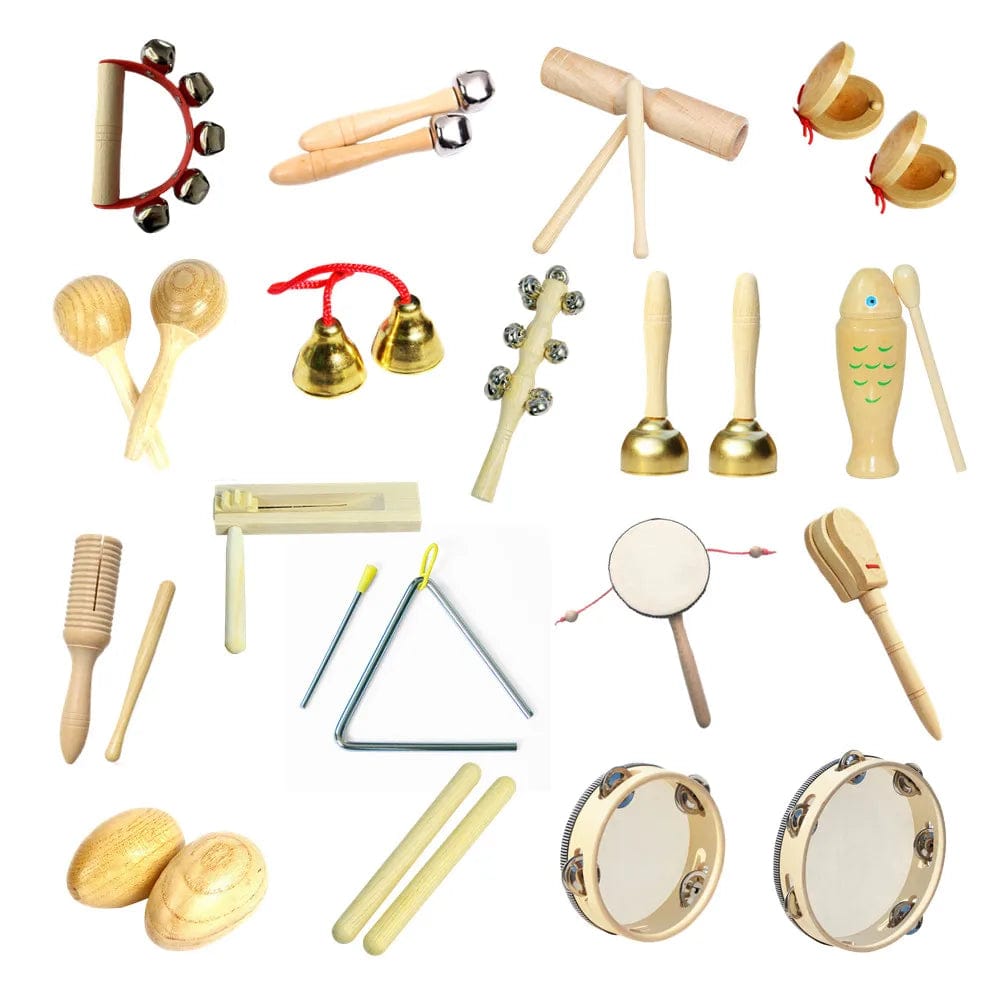 Planet Gates Wood handle Bell 70g Toddlers Early Education Castanet Sand Hammer Tambourine Kindergarten Orff Percussion Instrument Musical Toys for Baby 1pc