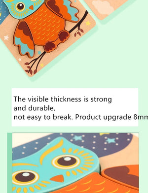 Planet Gates Wooden 3D Toys Puzzle Cartoon Animals Early Learning Cognition Intelligence Puzzle Game Colorful Montessori Baby Toddler Gifts