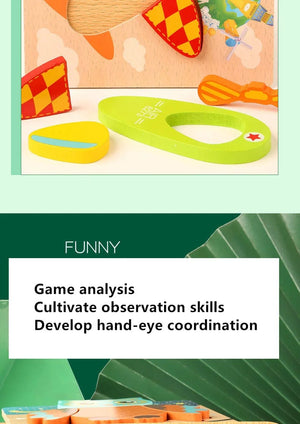 Planet Gates Wooden 3D Toys Puzzle Cartoon Animals Early Learning Cognition Intelligence Puzzle Game Colorful Montessori Baby Toddler Gifts