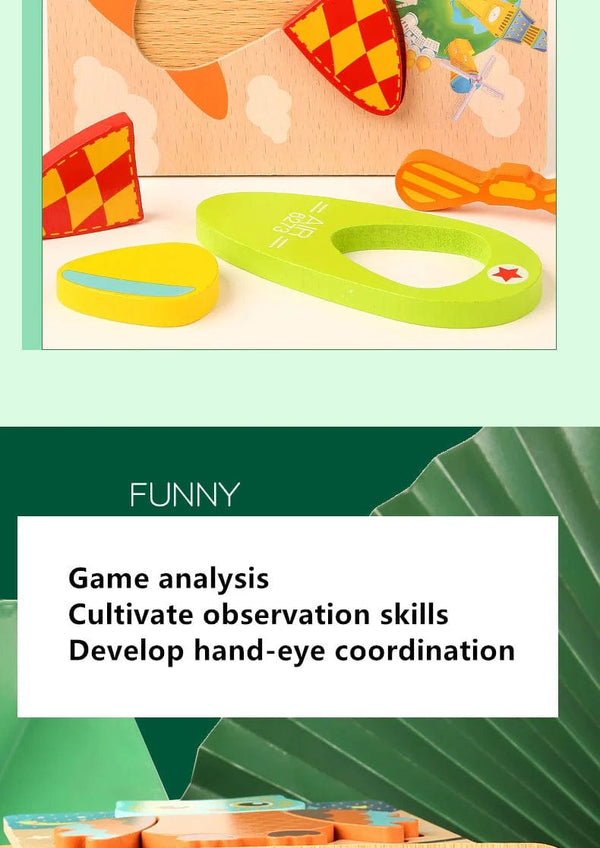 Planet Gates Wooden 3D Toys Puzzle Cartoon Animals Early Learning Cognition Intelligence Puzzle Game Colorful Montessori Baby Toddler Gifts