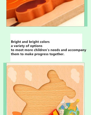 Planet Gates Wooden 3D Toys Puzzle Cartoon Animals Early Learning Cognition Intelligence Puzzle Game Colorful Montessori Baby Toddler Gifts