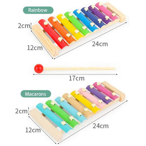 Planet Gates Wooden 8 Tones Multicolor Xylophone Wood Musical Instrument Toys For Baby Kids Wood Musical Instrument Toys Accessories