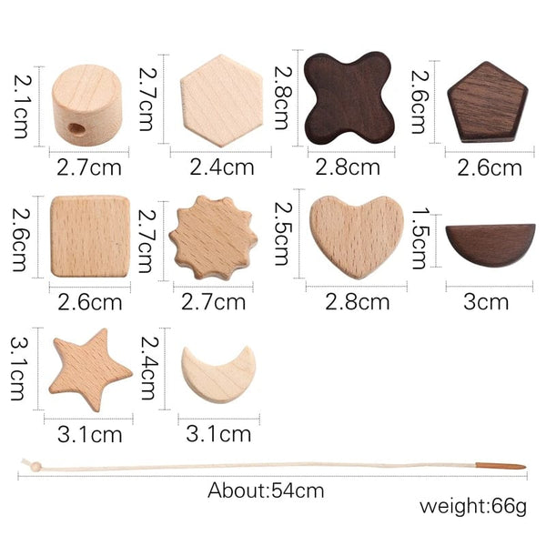 Planet Gates Wooden Baby Animal Threading Toys Blocks Board Games Stacking Toys Montessori Hands-on Ability Educational Children Blocks Gifts