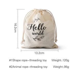 Planet Gates Wooden Baby Animal Threading Toys Blocks Board Games Stacking Toys Montessori Hands-on Ability Educational Children Blocks Gifts