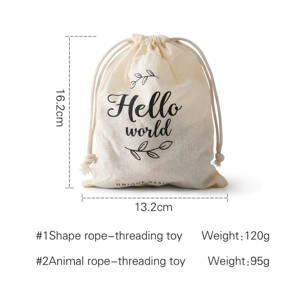 Planet Gates Wooden Baby Animal Threading Toys Blocks Board Games Stacking Toys Montessori Hands-on Ability Educational Children Blocks Gifts