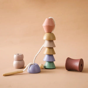 Planet Gates Wooden Baby Animal Threading Toys Blocks Board Games Stacking Toys Montessori Hands-on Ability Educational Children Blocks Gifts