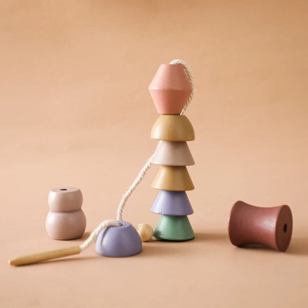 Planet Gates Wooden Baby Animal Threading Toys Blocks Board Games Stacking Toys Montessori Hands-on Ability Educational Children Blocks Gifts