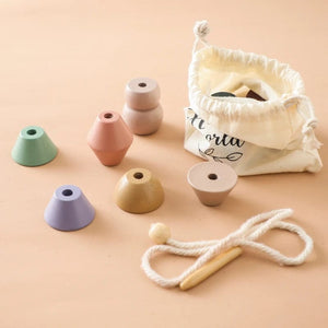 Planet Gates Wooden Baby Animal Threading Toys Blocks Board Games Stacking Toys Montessori Hands-on Ability Educational Children Blocks Gifts