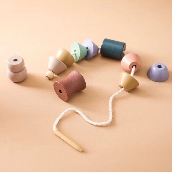 Planet Gates Wooden Baby Animal Threading Toys Blocks Board Games Stacking Toys Montessori Hands-on Ability Educational Children Blocks Gifts