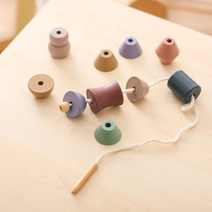 Planet Gates Wooden Baby Animal Threading Toys Blocks Board Games Stacking Toys Montessori Hands-on Ability Educational Children Blocks Gifts