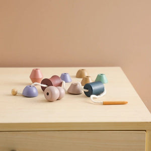 Planet Gates Wooden Baby Animal Threading Toys Blocks Board Games Stacking Toys Montessori Hands-on Ability Educational Children Blocks Gifts