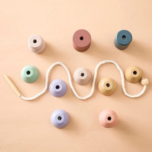 Planet Gates Wooden Baby Animal Threading Toys Blocks Board Games Stacking Toys Montessori Hands-on Ability Educational Children Blocks Gifts