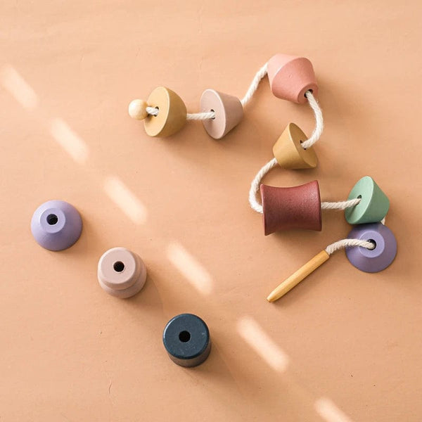 Planet Gates Wooden Baby Animal Threading Toys Blocks Board Games Stacking Toys Montessori Hands-on Ability Educational Children Blocks Gifts