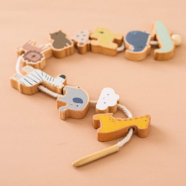 Planet Gates Wooden Baby Animal Threading Toys Blocks Board Games Stacking Toys Montessori Hands-on Ability Educational Children Blocks Gifts