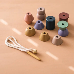 Planet Gates Wooden Baby Animal Threading Toys Blocks Board Games Stacking Toys Montessori Hands-on Ability Educational Children Blocks Gifts