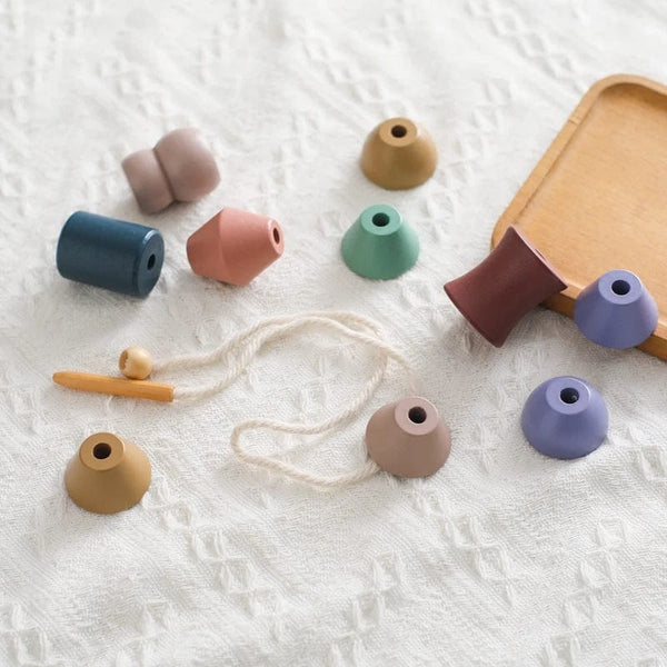 Planet Gates Wooden Baby Animal Threading Toys Blocks Board Games Stacking Toys Montessori Hands-on Ability Educational Children Blocks Gifts