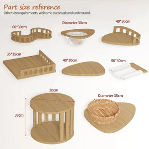 Planet Gates Wooden Cat Tree House Multifunction Pet Furniture Kitten Climbing Toy Cat Scratching Posts Cat Tower Soft Flannel Hammock Bed